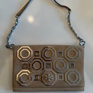 Tory Burch Kira Octagon Suede Clutch with Strap